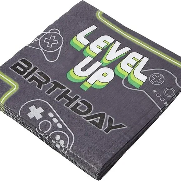 Level Up Paper Party Napkins - 6 1/2" x 6 1/2" | Pack of 16 - 2 Ply - Picture 4 of 7